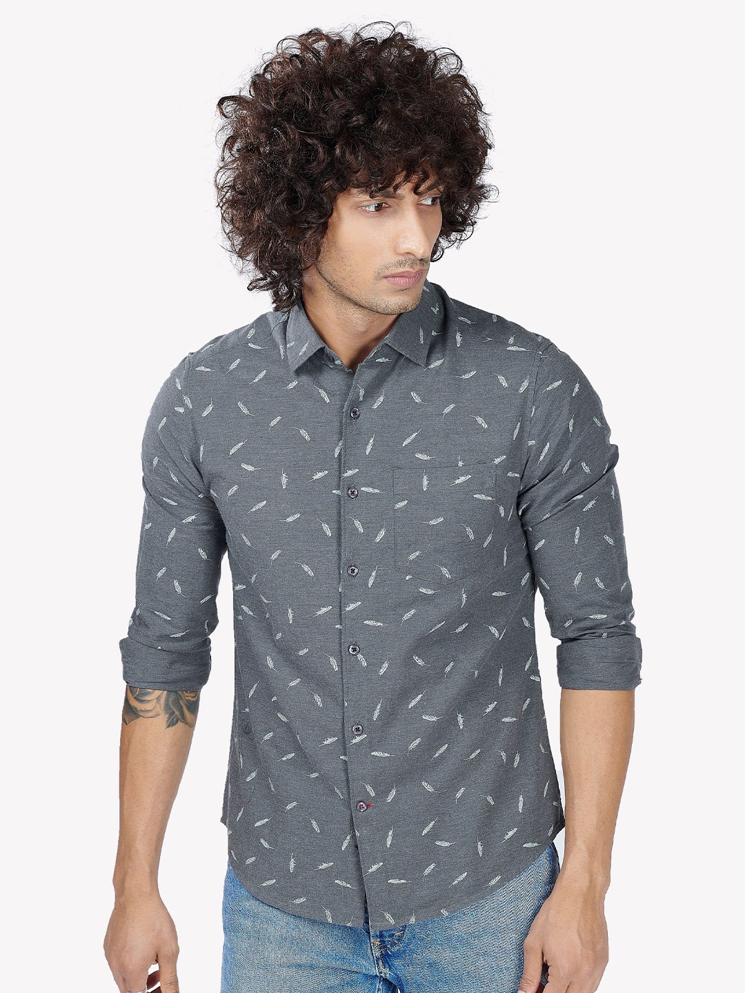 

VASTRADO Men Grey Printed Casual Shirt