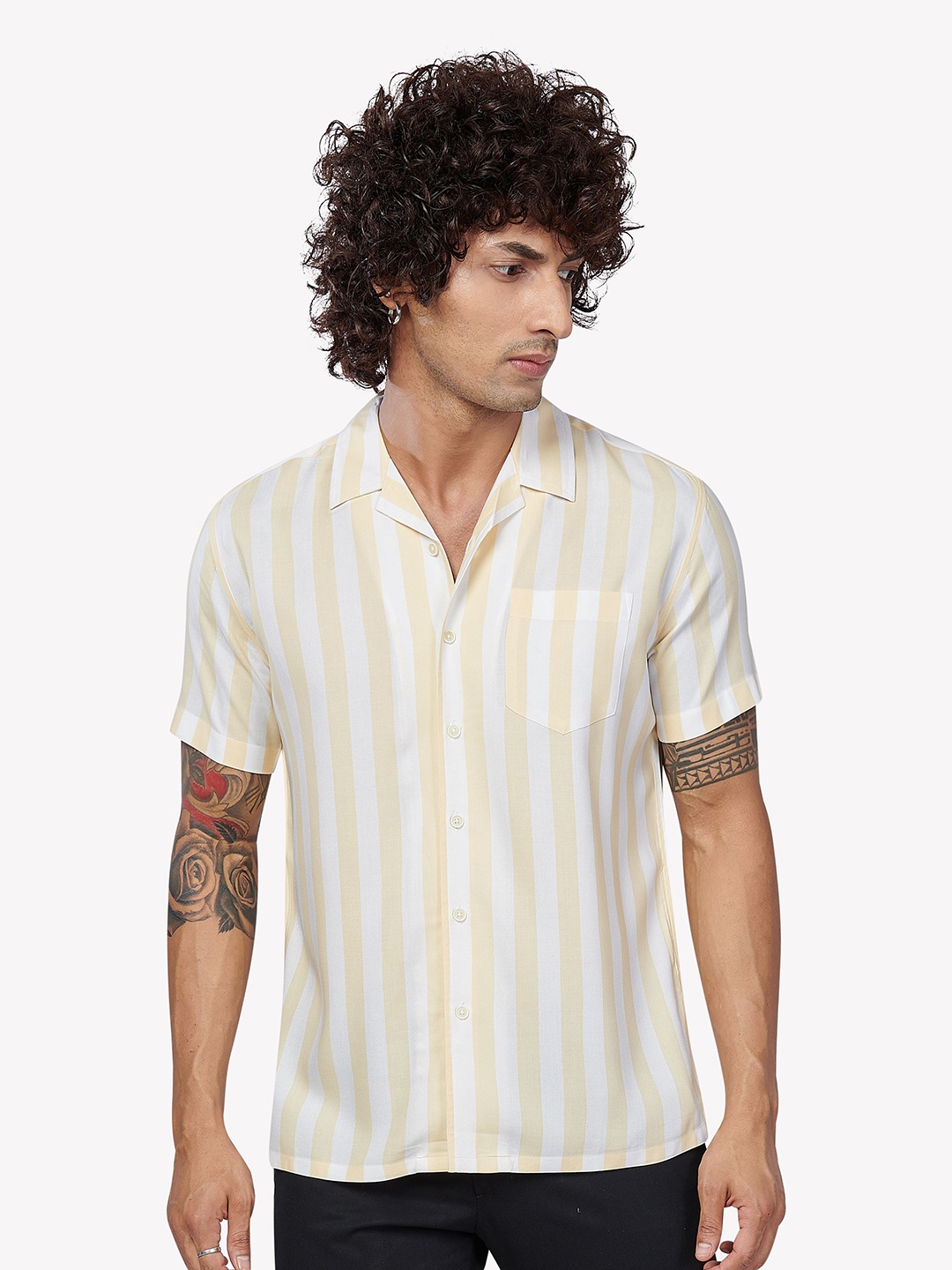 

VASTRADO Men White Striped Casual Shirt