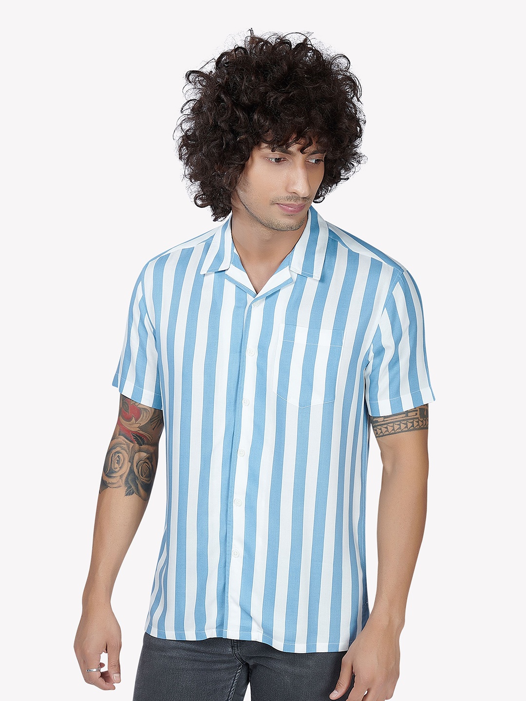 

VASTRADO Men White Striped Casual Shirt
