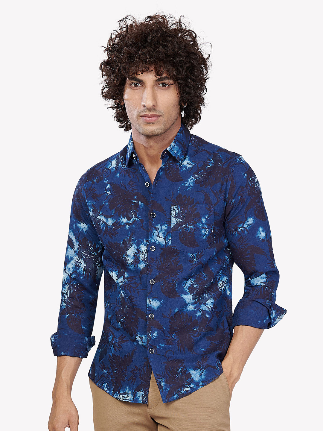 

VASTRADO Men Navy Blue Printed Shirt