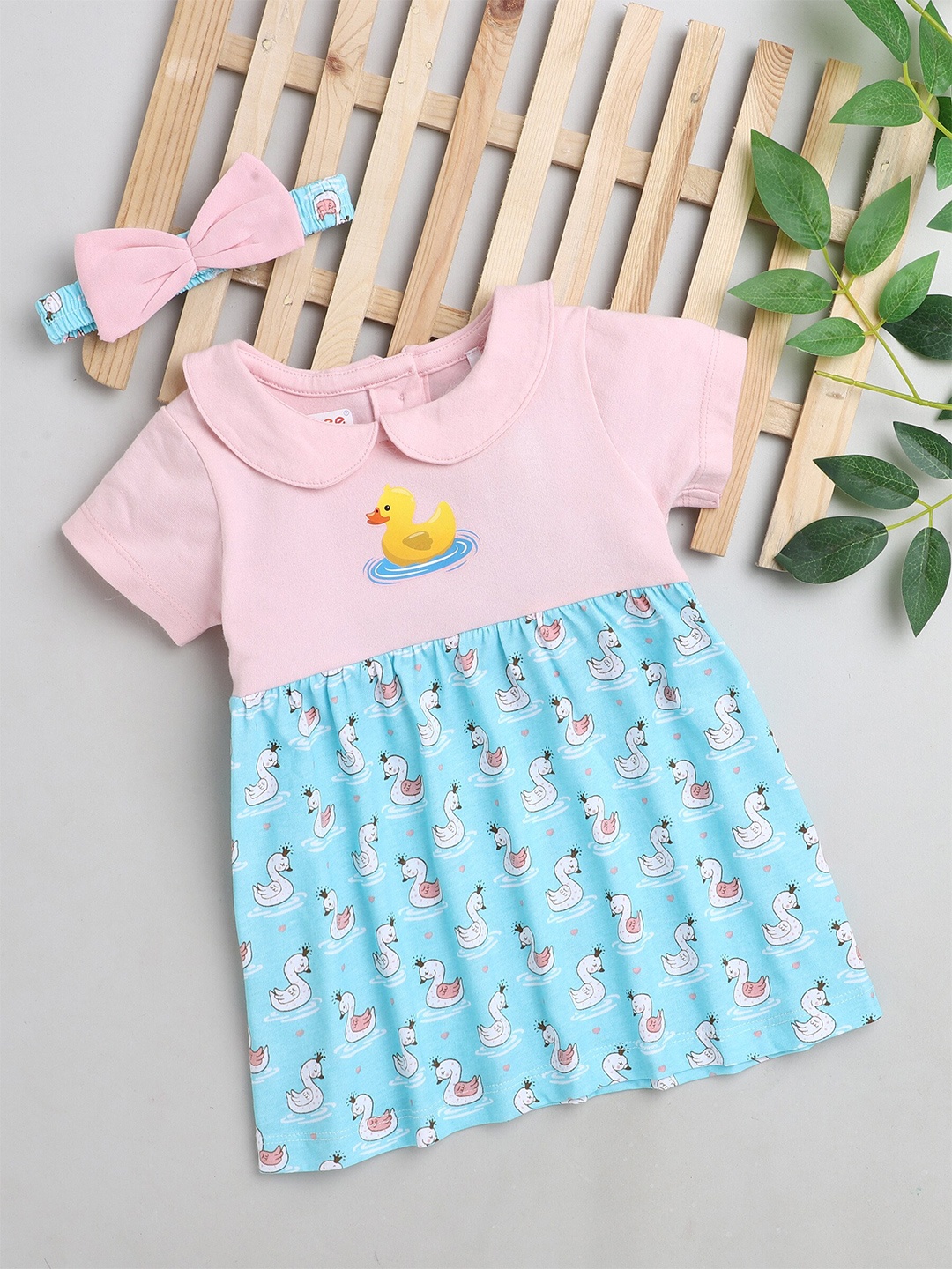 

BUMZEE Turquoise Blue Floral Peter Pan Collar Dress