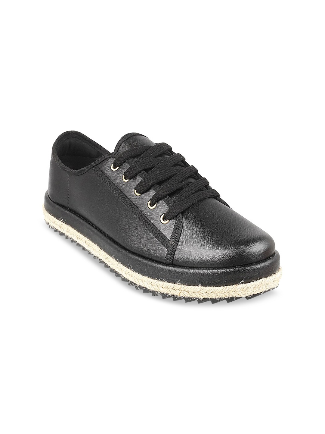 

J FONTINI Women Black Textured Sneakers