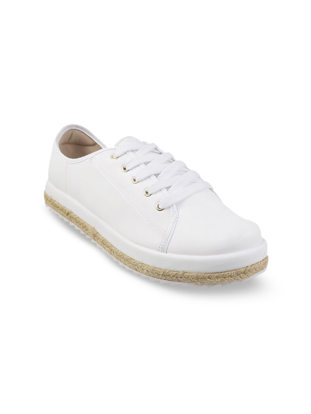 

J FONTINI Women White Textured Sneakers