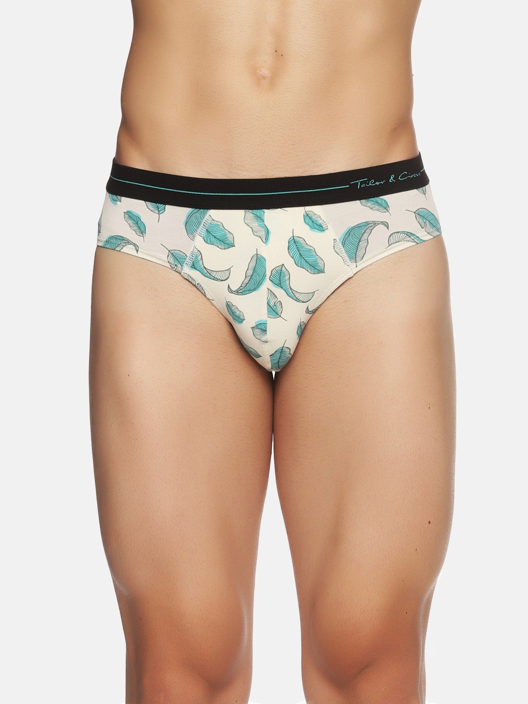 

Tailor & Circus Men White & Flora Blue Printed Beechwood Modal Basic Briefs