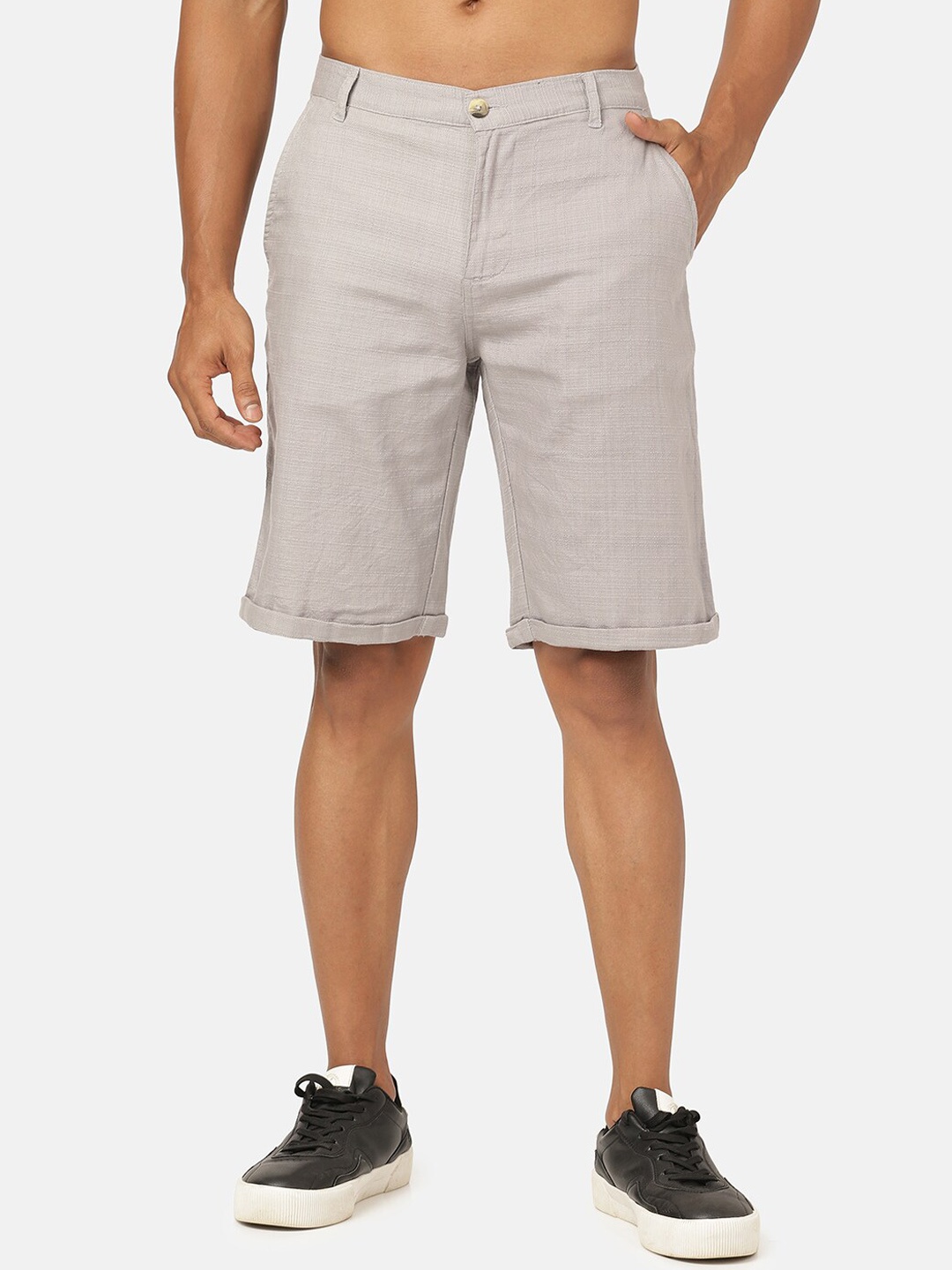 

MASH UNLIMITED Men Grey Striped Shorts