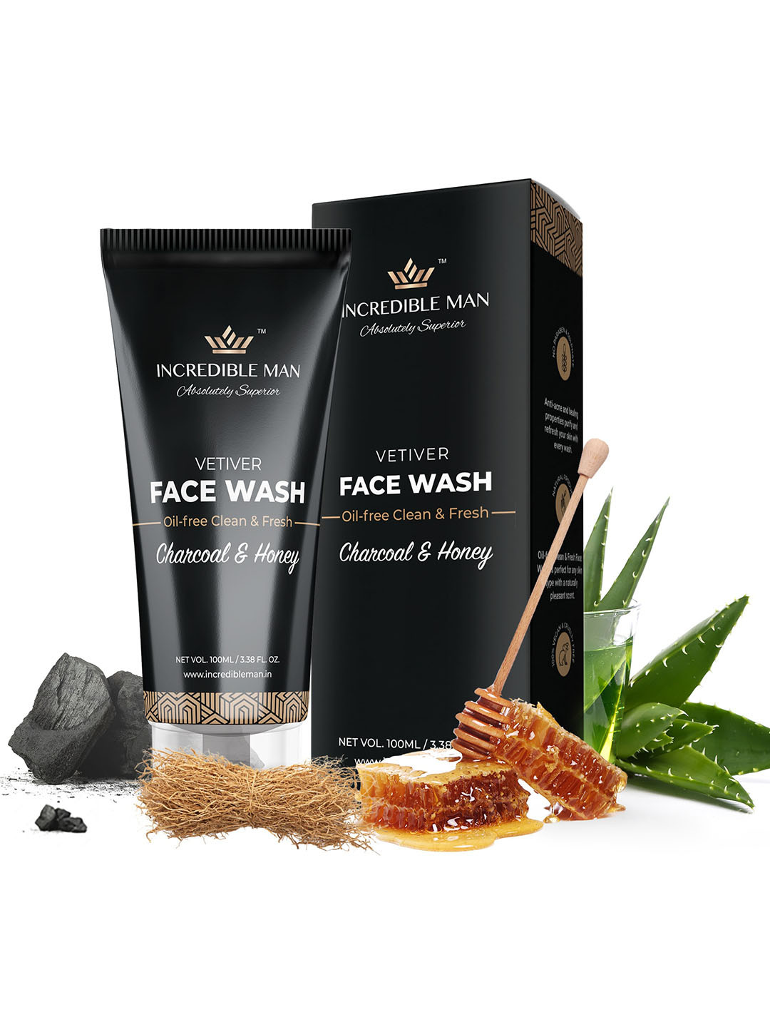

Incredible Man Charcoal & Honey Face Wash 100ml, Black