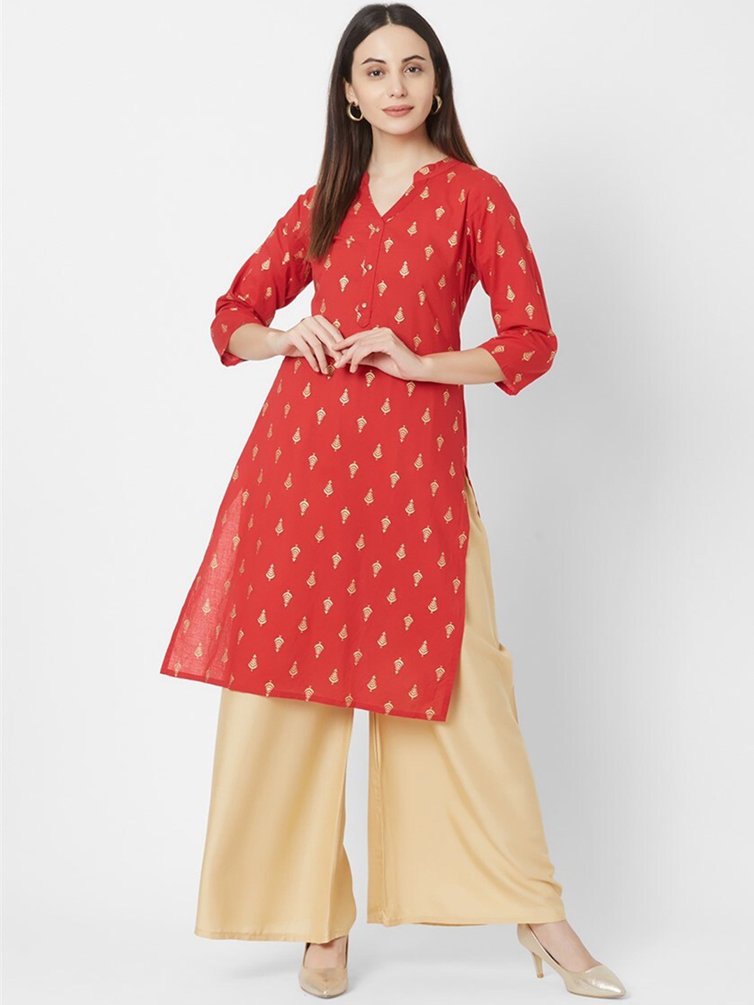 

Vedic Women Red Ethnic Motifs Printed Kurta