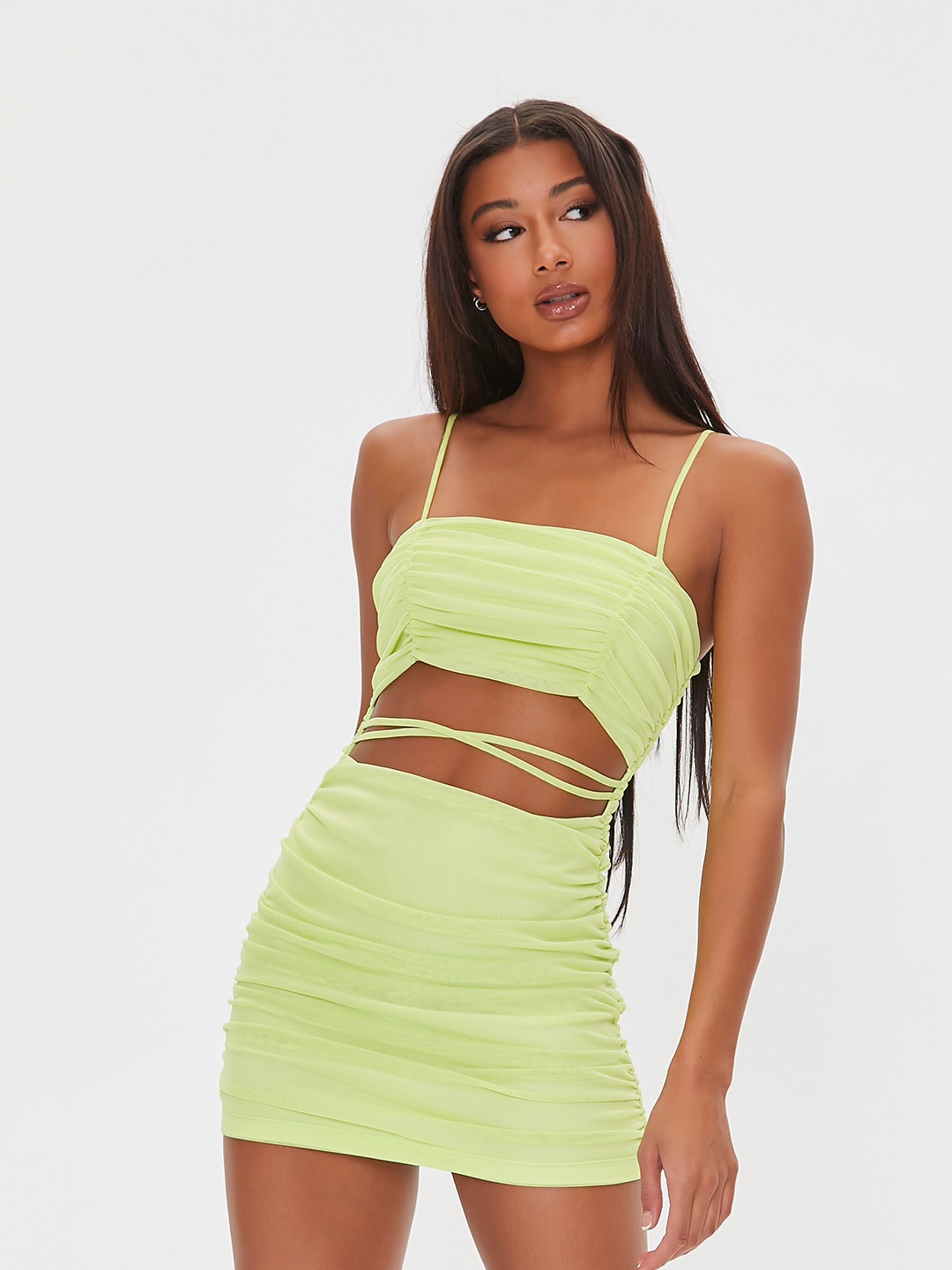 

FOREVER 21 Green Striped Bodycon Mini Dress