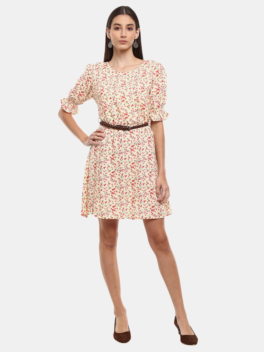 

V-Mart Yellow Floral Satin Dress