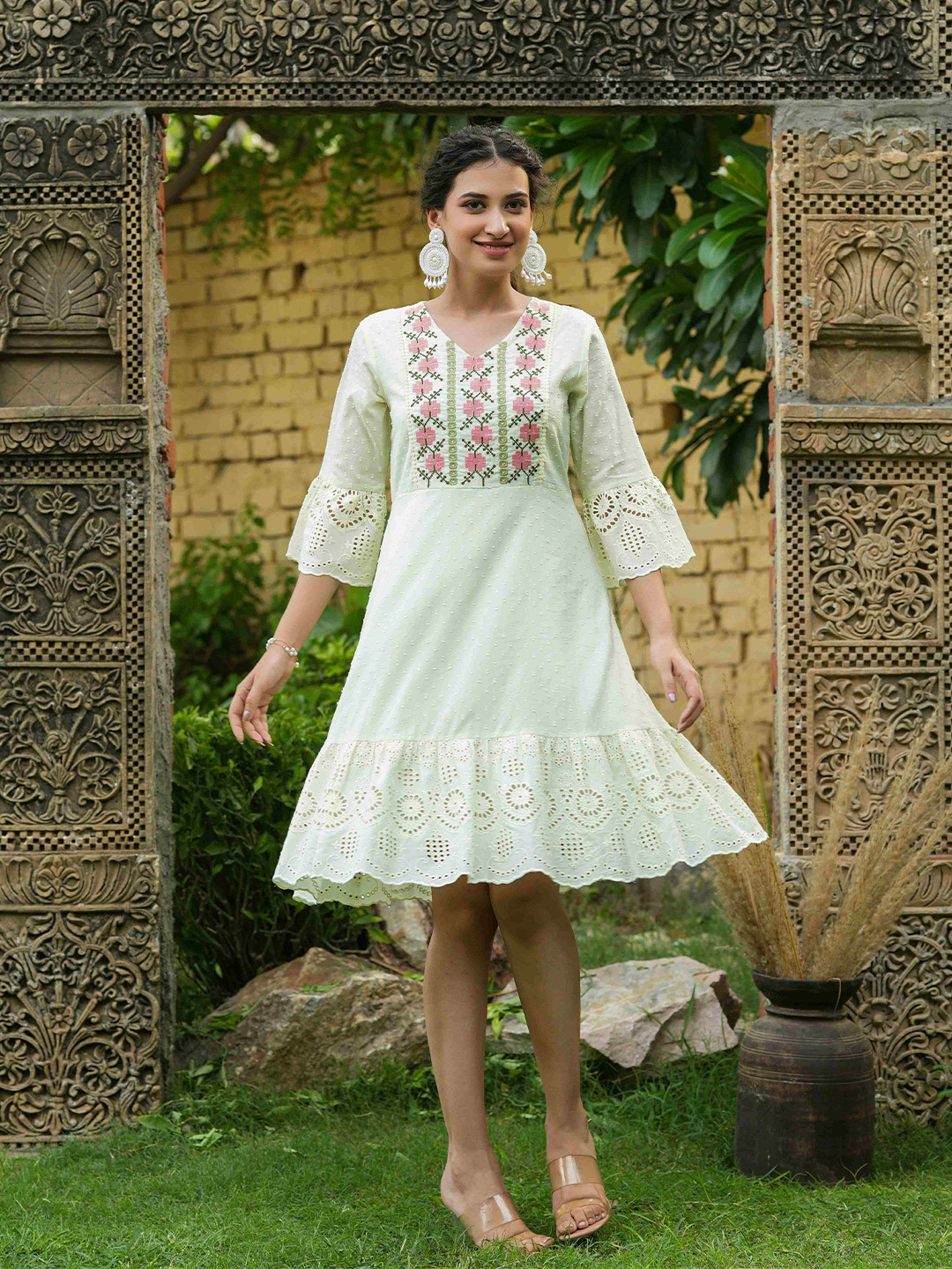 

Juniper Green Ethnic A-Line Dress