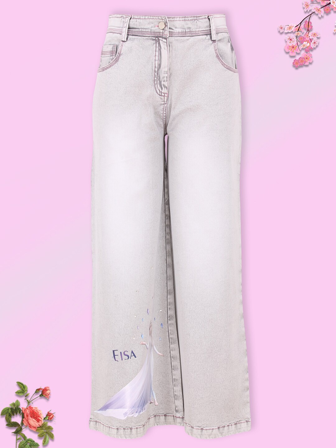 

CUTECUMBER Girls Grey Low Distress Heavy Fade Embellished Stretchable Jeans