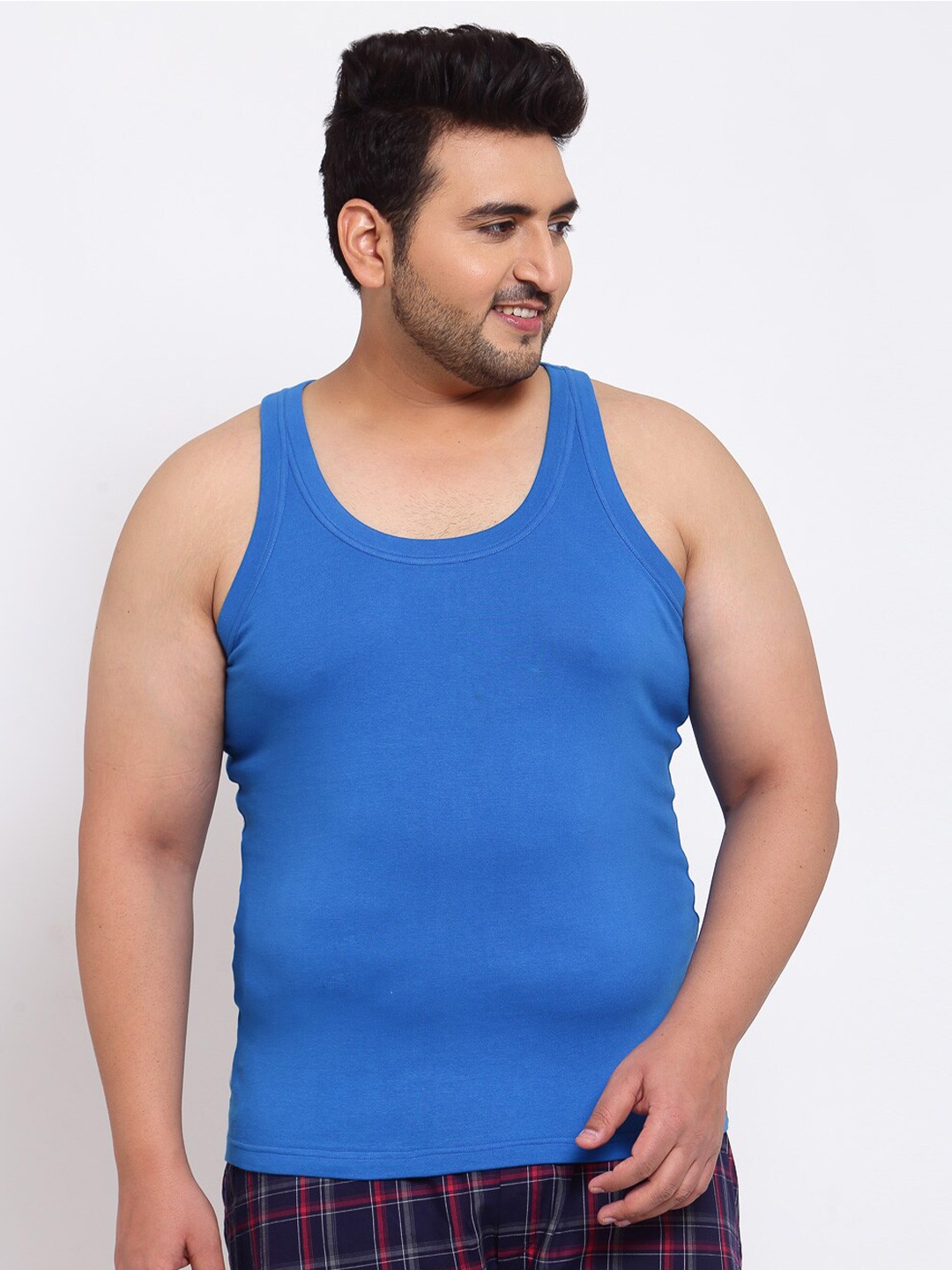 

plusS Men Blue Cotton Innerwear Vest