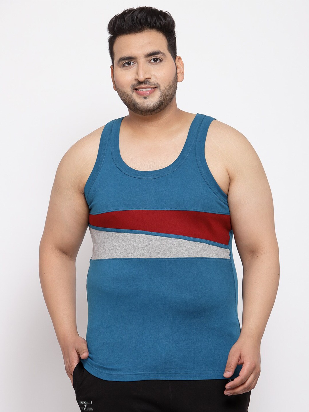 

plusS Men Turquoise Blue Plus Size T-shirt
