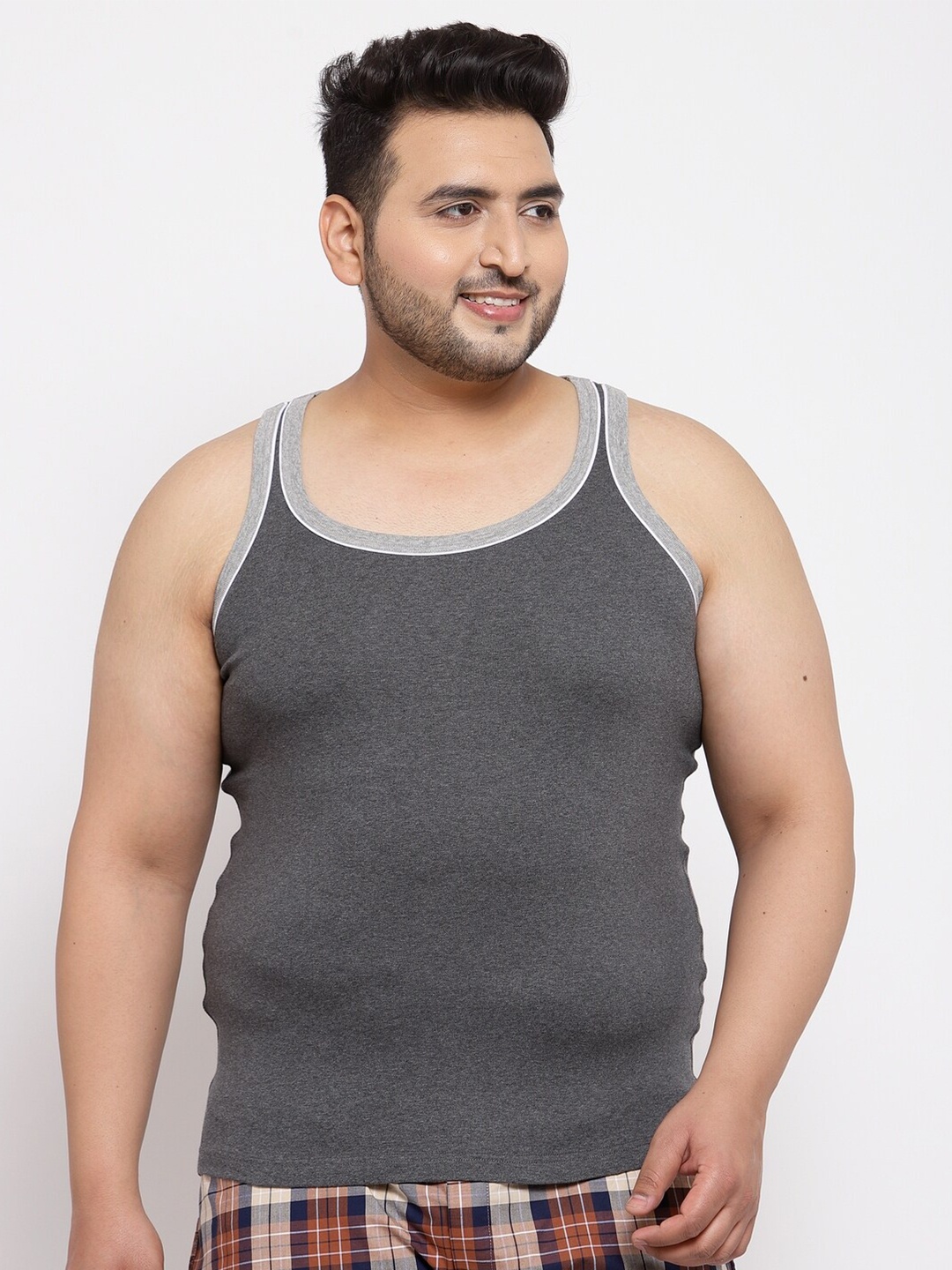 

plusS Men Charcoal Innerwear Vests