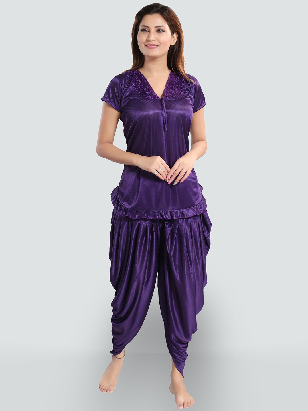 

Romaisa Women Purple Night suit