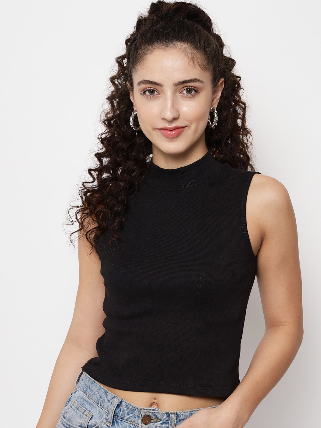 

Q-rious Black knitted Crop Top