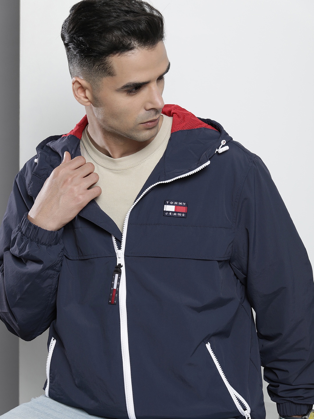 

Tommy Hilfiger Men Navy Blue Windcheater Sporty Jacket