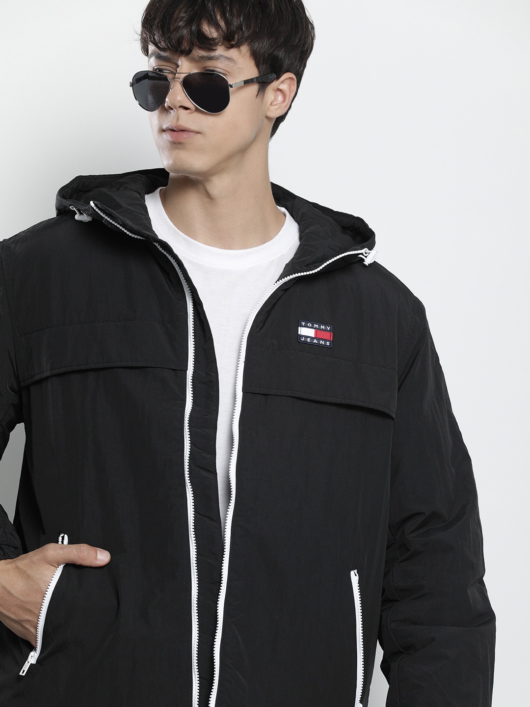 

Tommy Hilfiger Men Black Solid Hooded Padded Jacket