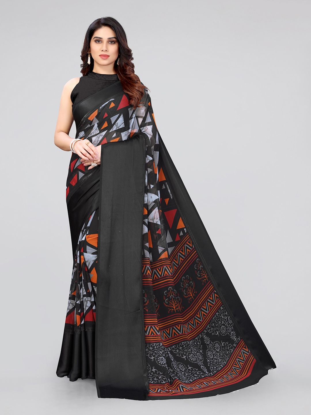 

KALINI Black & Red Saree