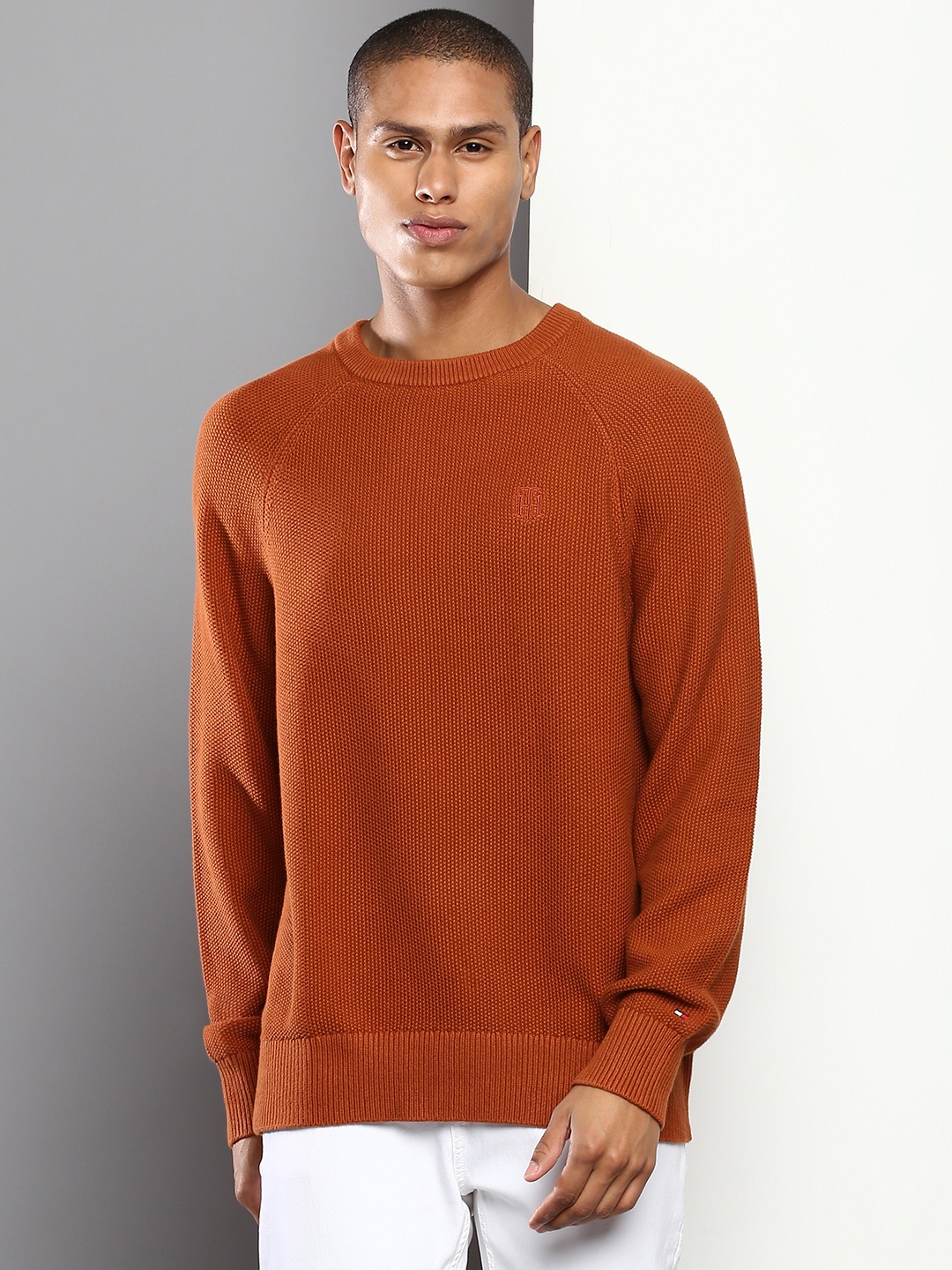 

Tommy Hilfiger Men Pure Cotton Pullover, Brown