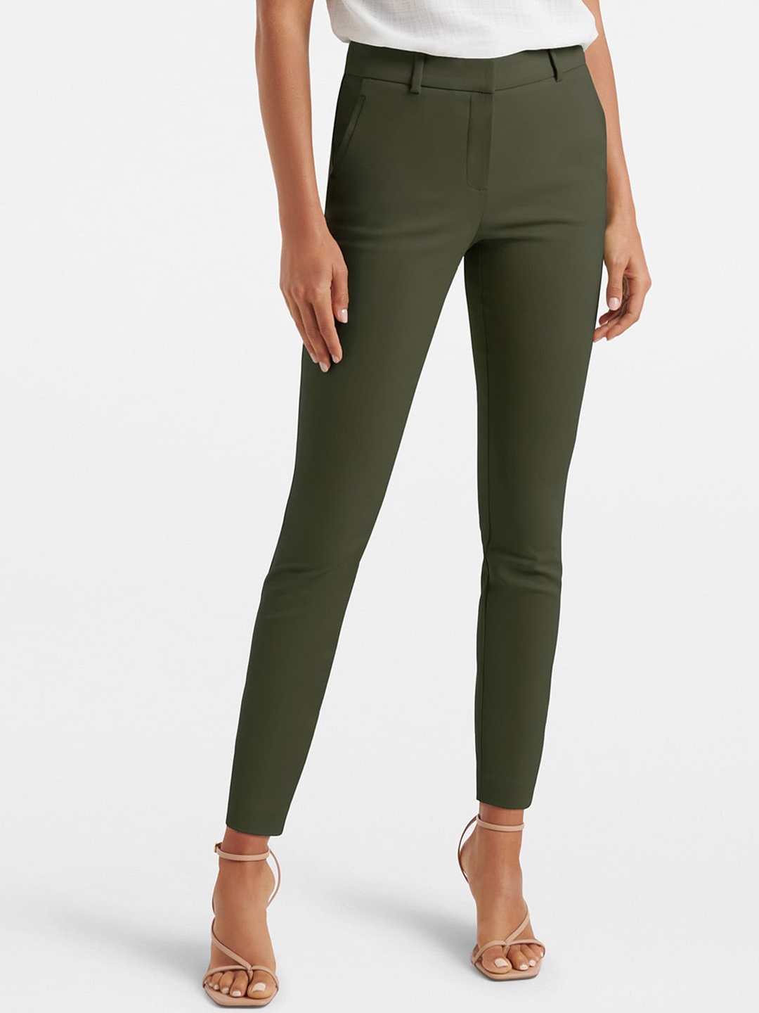 

Forever New Women Green Slim Fit Trousers