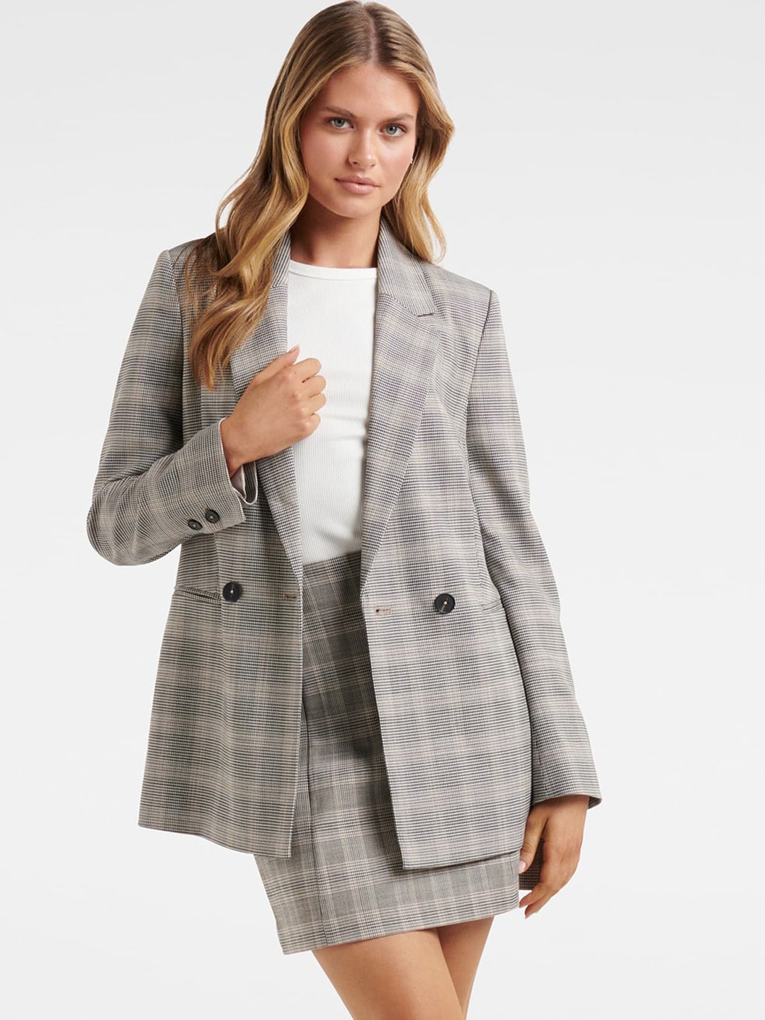 

Forever New Women Brown Checks Co-ord Blazer
