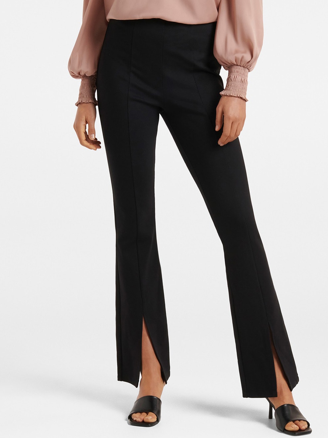 

Forever New Women Black Flared High-Rise Trousers