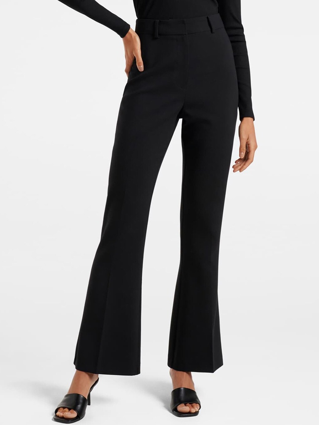 

Forever New Women Black Flared High-Rise Trousers