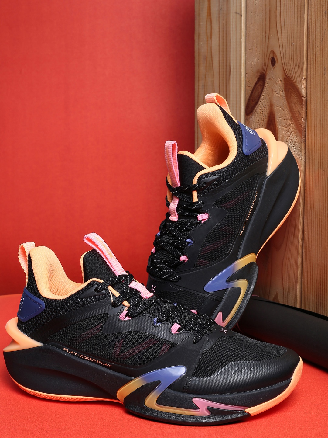 

Xtep Men Black Mesh Basketball Non-Marking Shoes