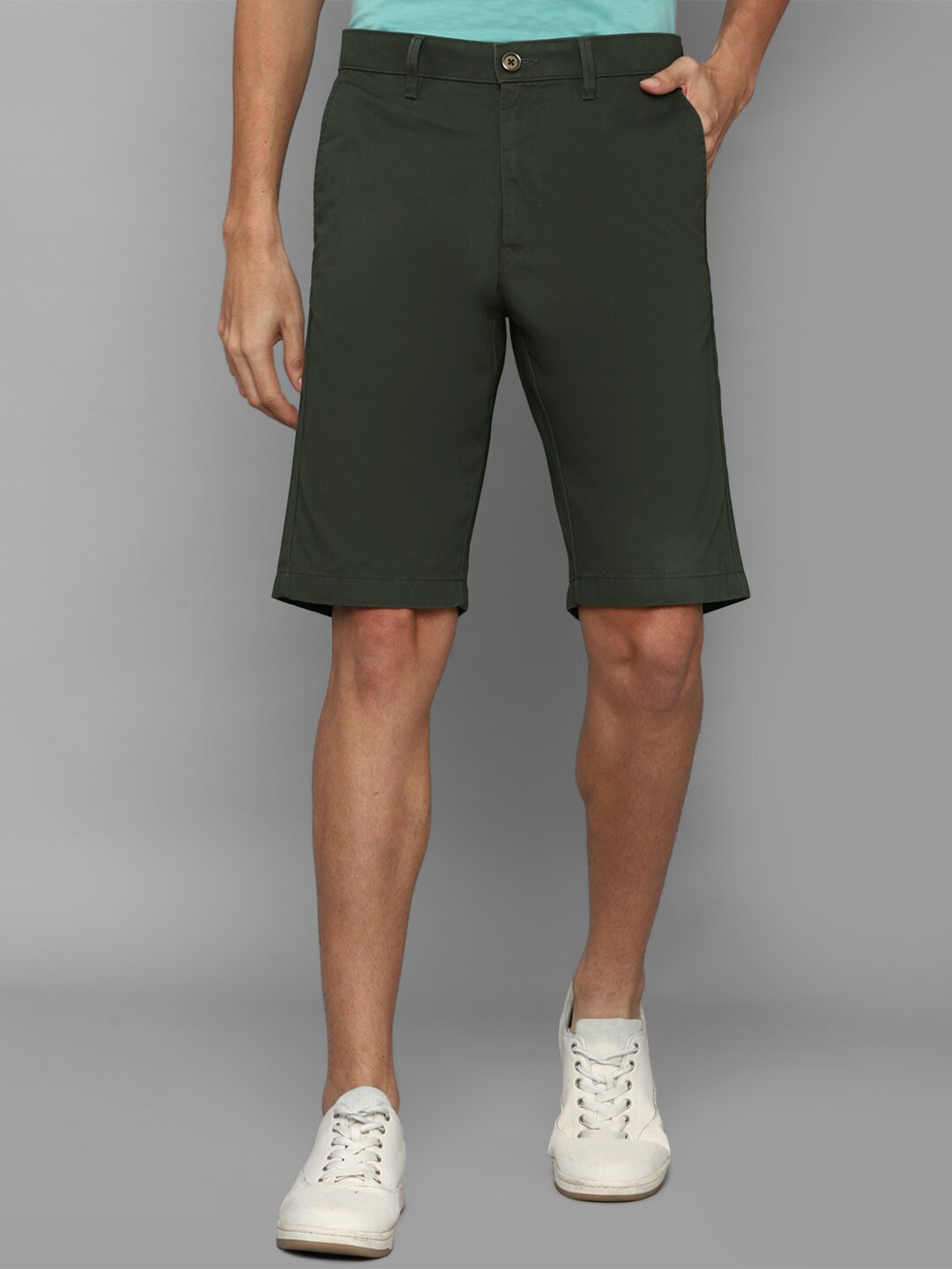 

Allen Solly Men Olive Green Slim Fit Pure Cotton Shorts