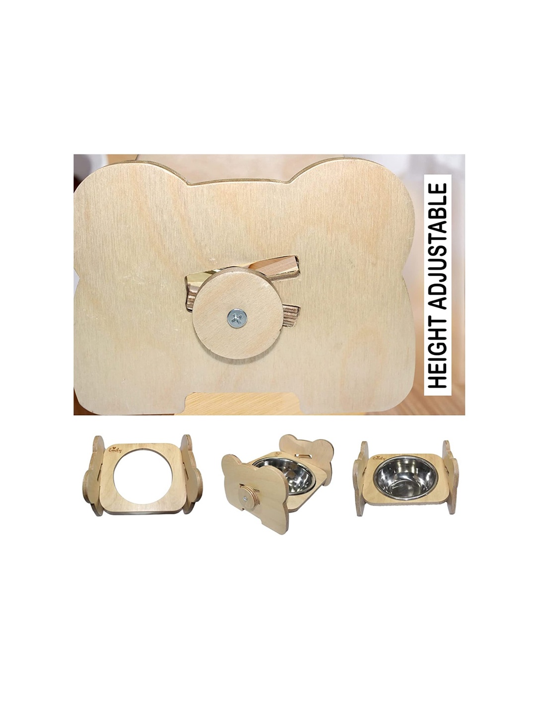 

Emily pets Stainless Steel Pet Feeders with Wood Stand