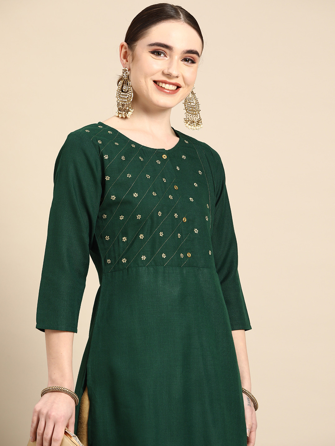 

Sangria Women Ethnic Motifs Printed Kurta, Green