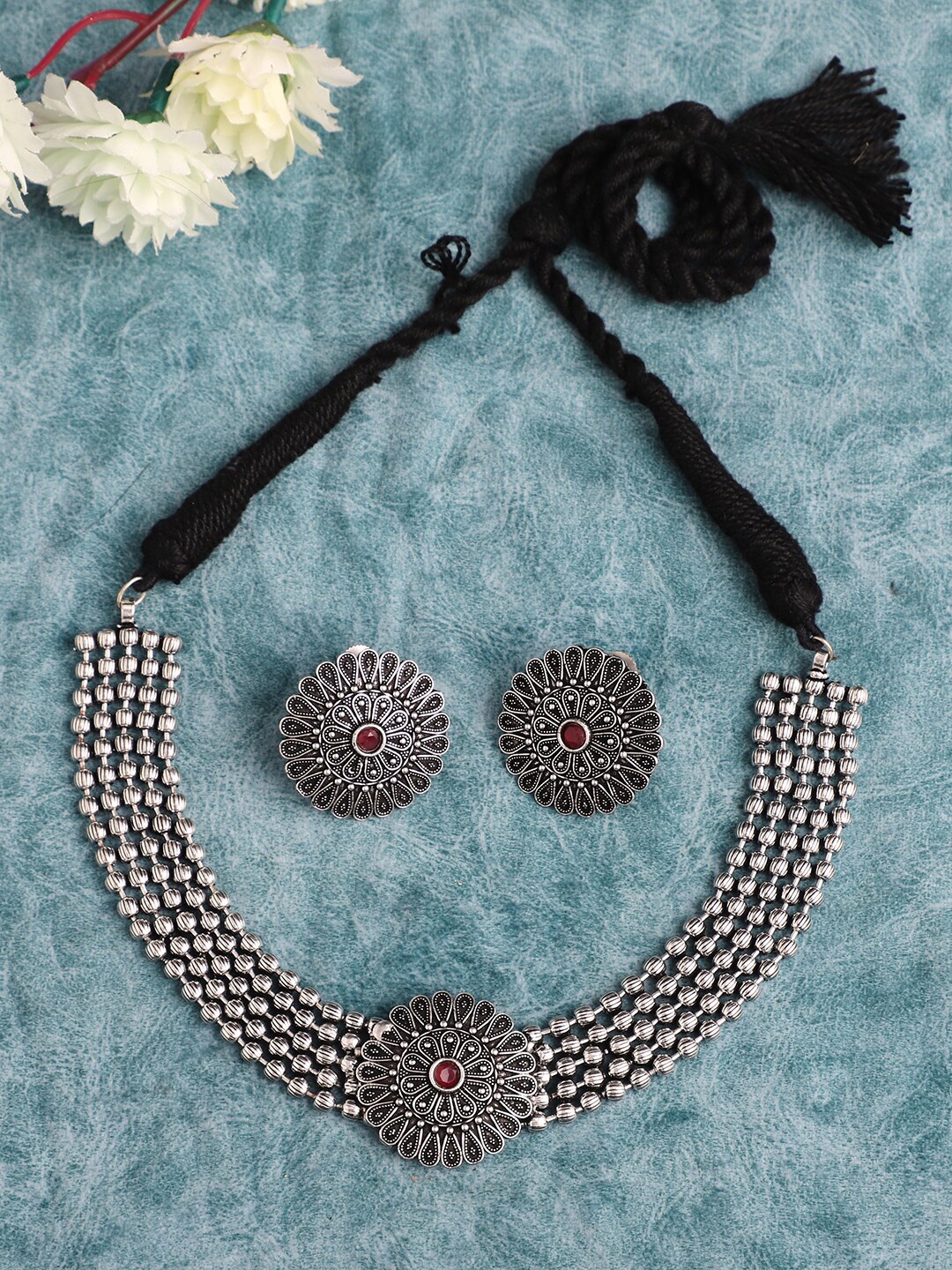 

VENI Silver-Plated Oxidised Choker Set