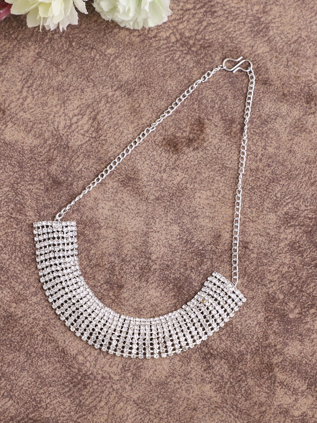 

VENI Silver-Toned Brass Silver-Plated Choker Necklace