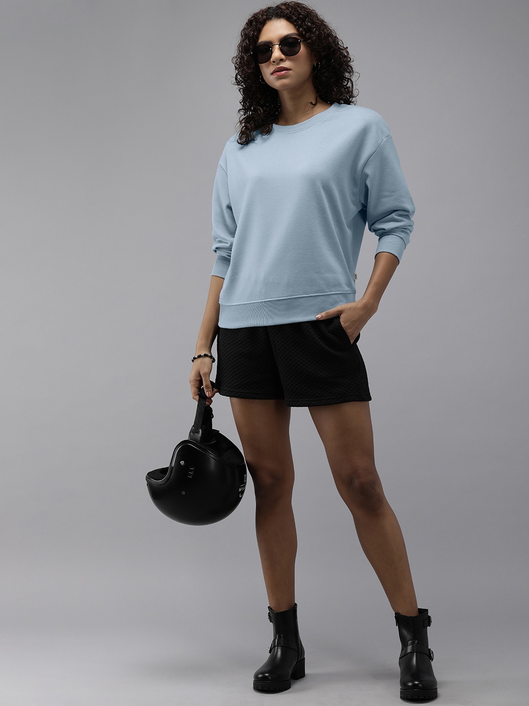 

The Roadster Life Co. Women Round Neck Long Sleeves Sweatshirt, Blue