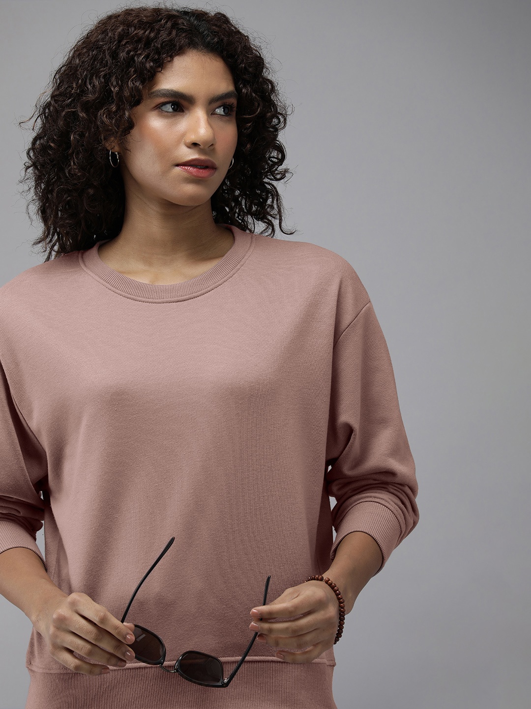 

The Roadster Lifestyle Co. Women Drop Shoulder Sweatshirt, Mauve