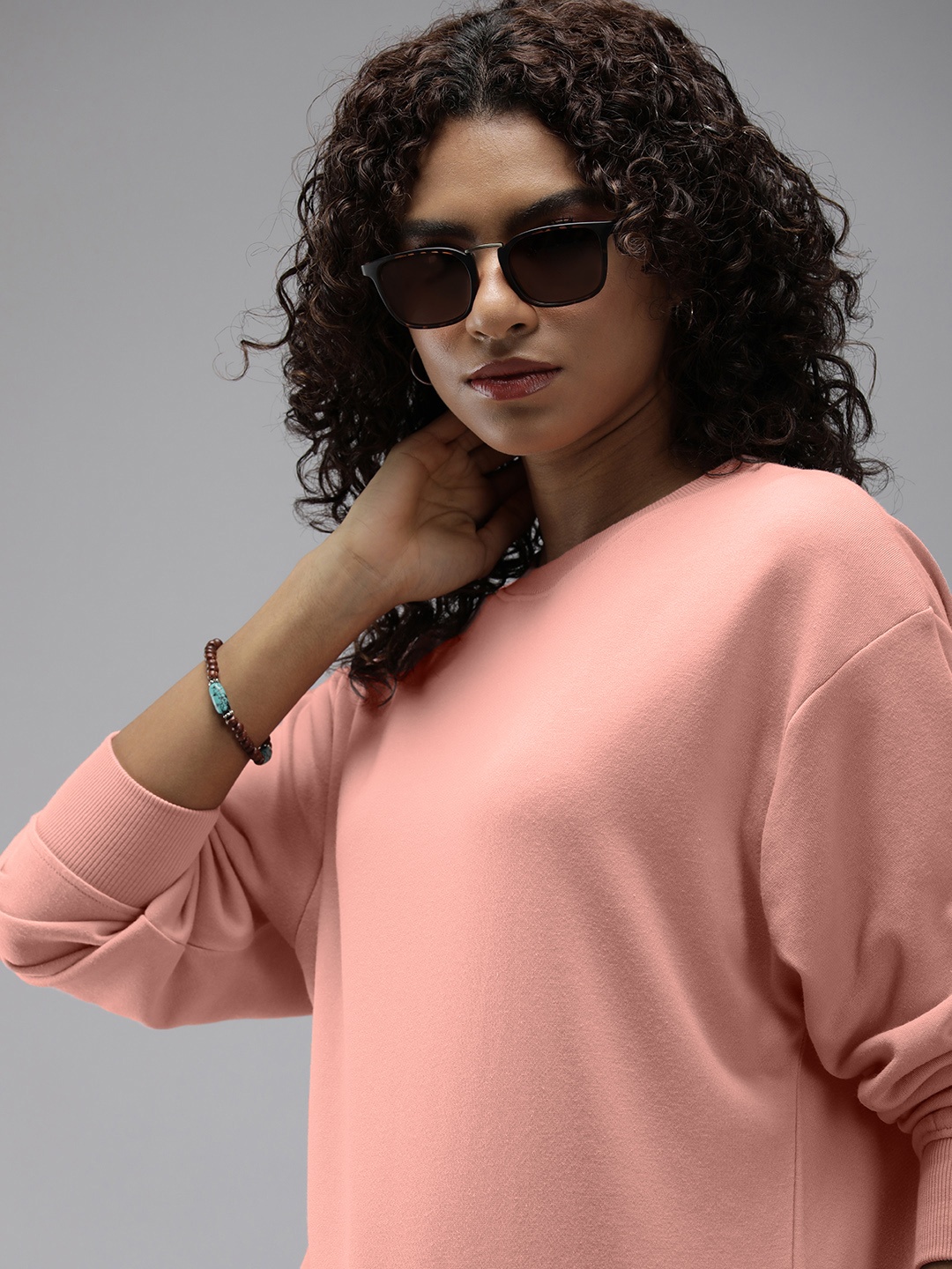 

The Roadster Life Co. Women Round Neck Long Sleeves Sweatshirt, Pink