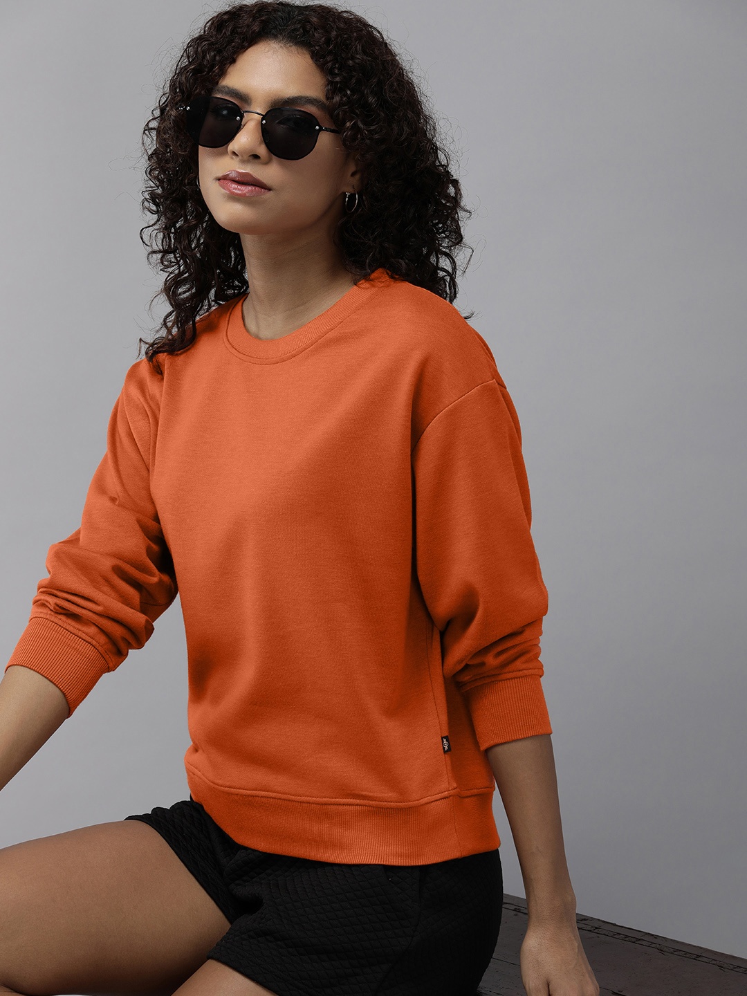 

The Roadster Life Co. Women Round Neck Long Sleeves Sweatshirt, Rust