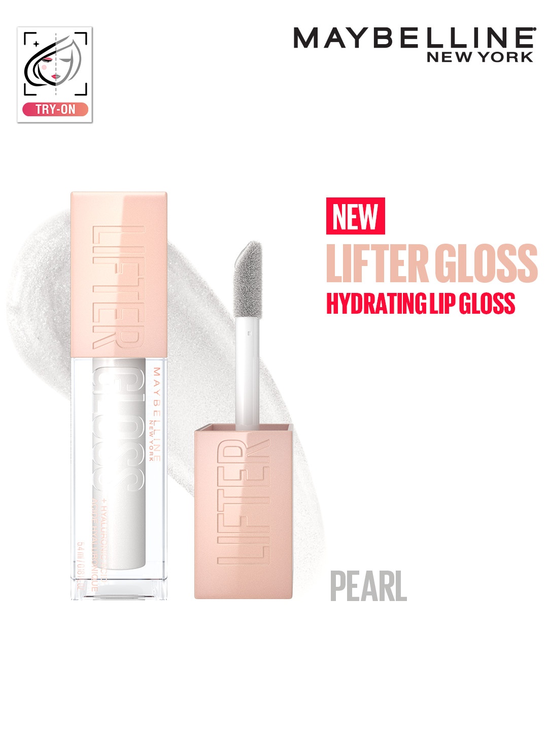 

Maybelline New York Non-Sticky Tinted Lifter Lip Gloss with Hyaluronic Acid 5.4ml - Pearl, Transparent