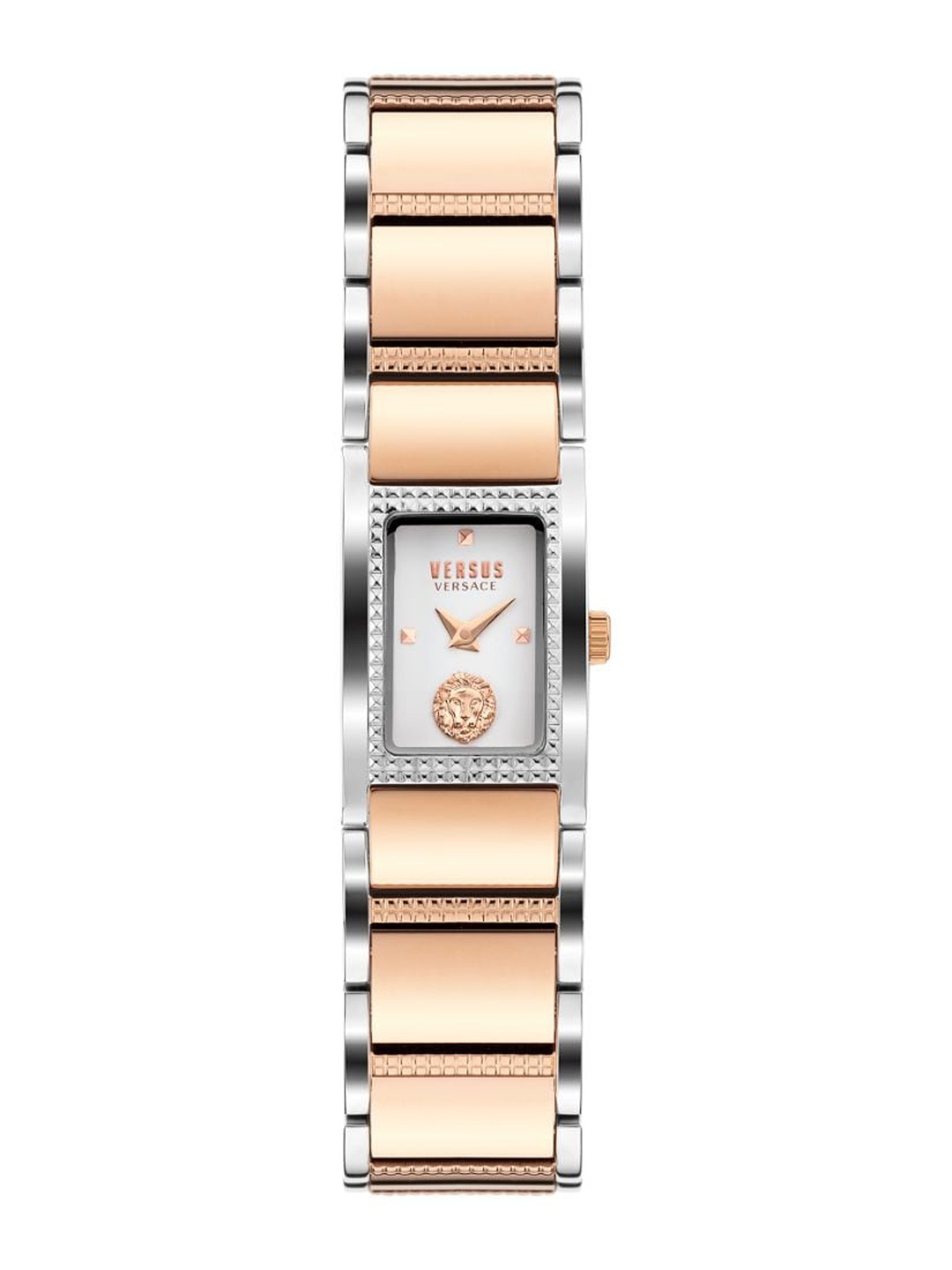 

Versus Women White Brass Embellished Dial & Rose Gold Toned Stainless Steel Bracelet Style Straps Analogue Watch