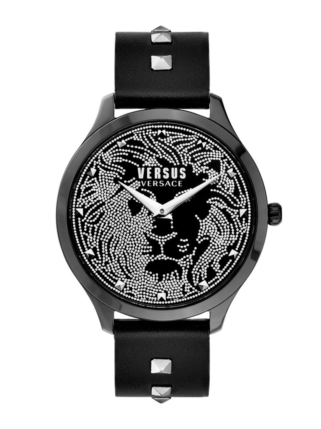 

Versus Women Black Embellished Dial & Black Leather Straps Analogue Watch
