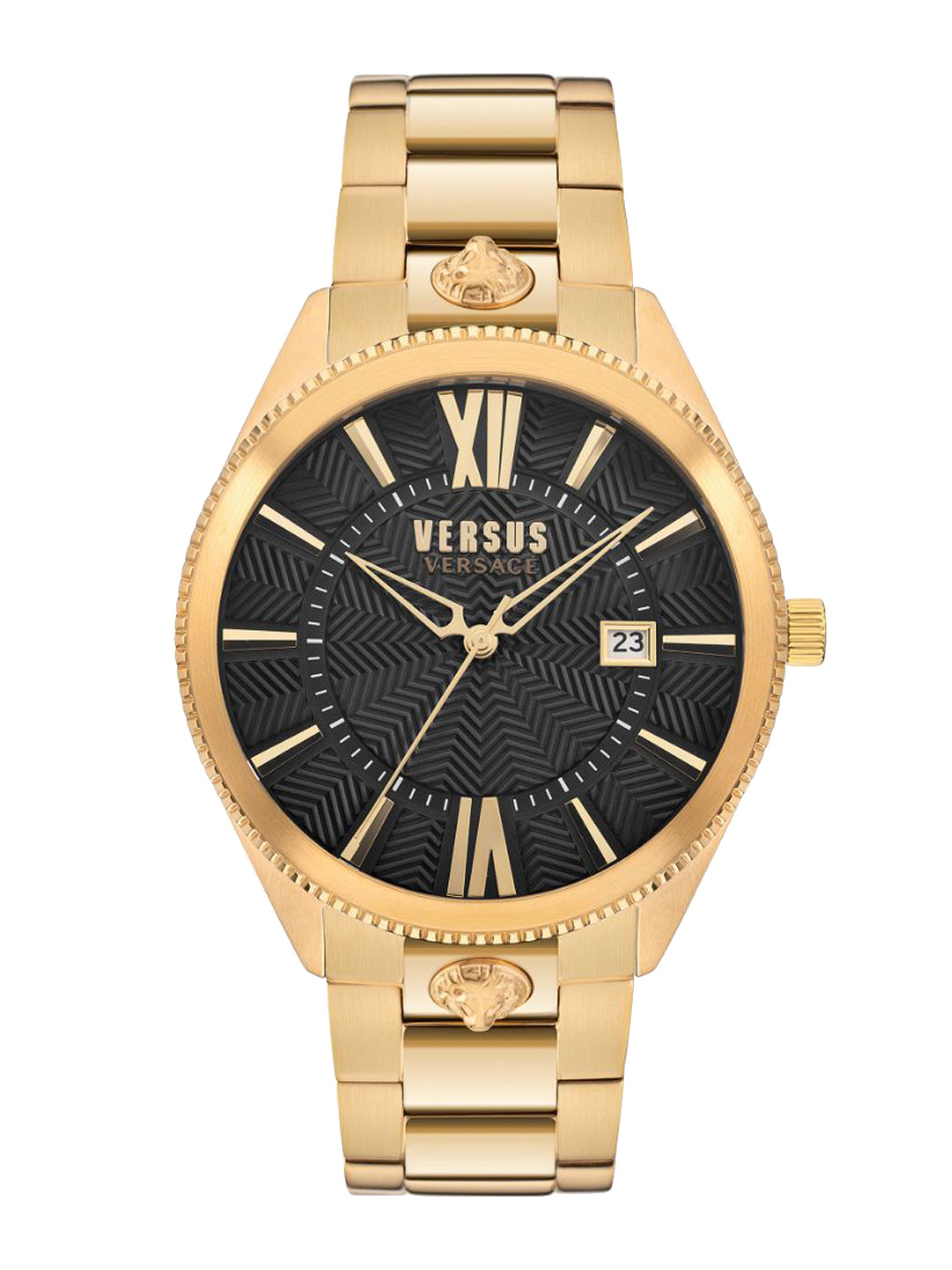 

Versus Men Blue Brass Dial & Gold Toned Stainless Steel Strap Analogue Watch
