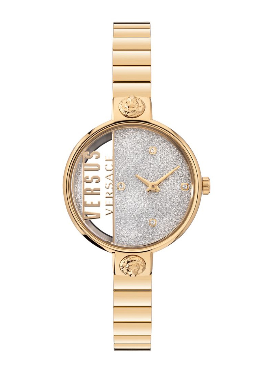 

Versus Women Silver-Toned Brass Embellished Dial & Gold Toned Stainless Steel Watch