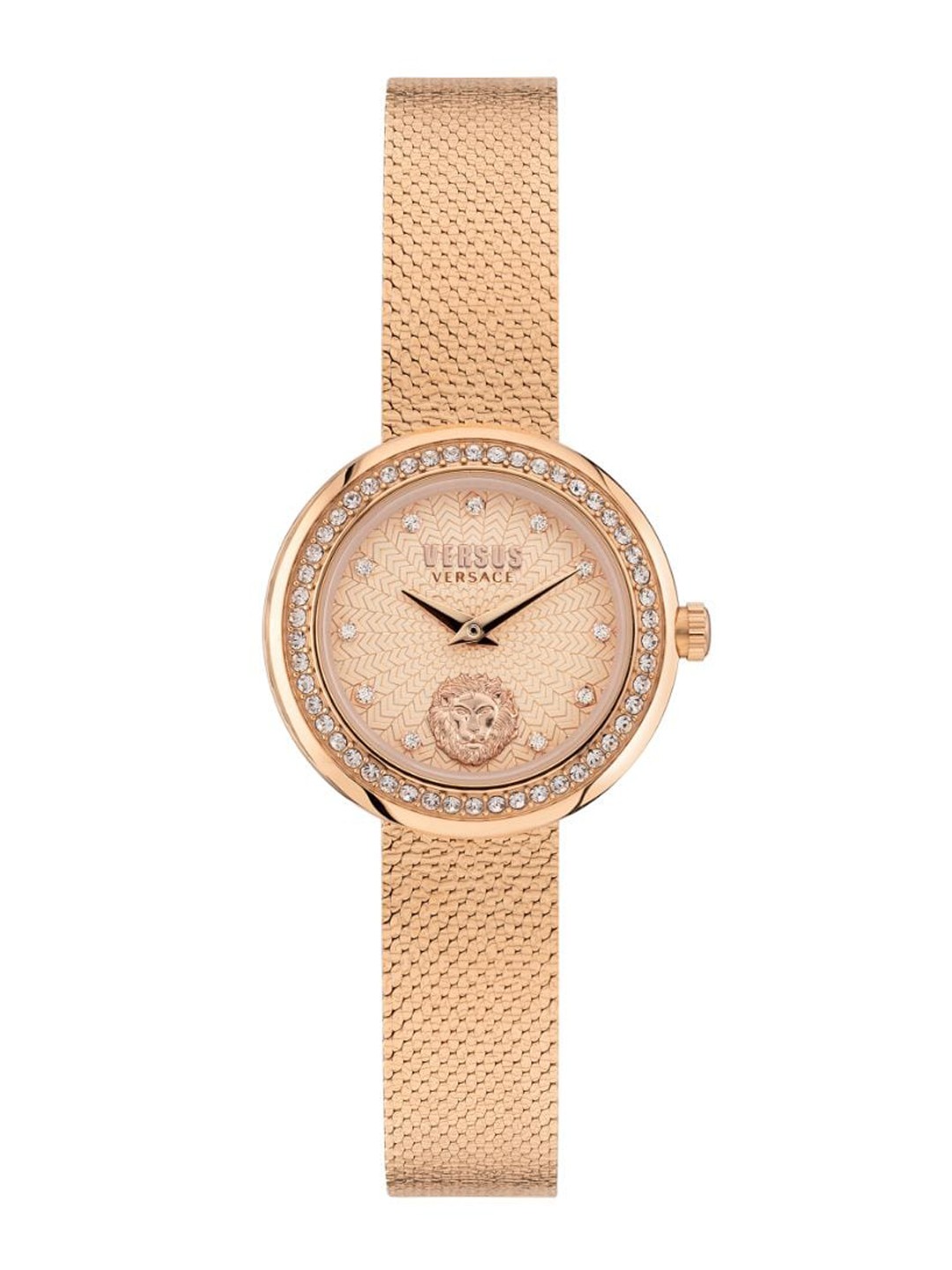 

Versus Women Rose Gold-Toned Brass Embellished Dial & Rose Gold Toned Stainless Steel Bracelet Style Straps Watch