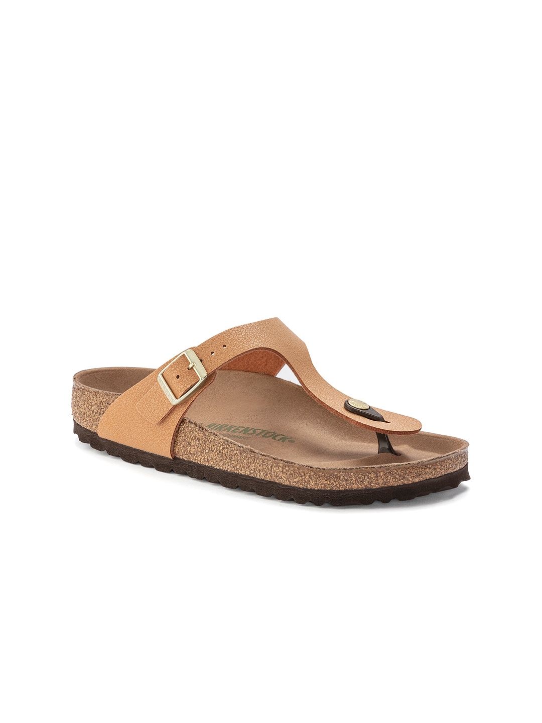 

Birkenstock Women Brown Regular Width Solid Gizeh T-Strap Thong Flats