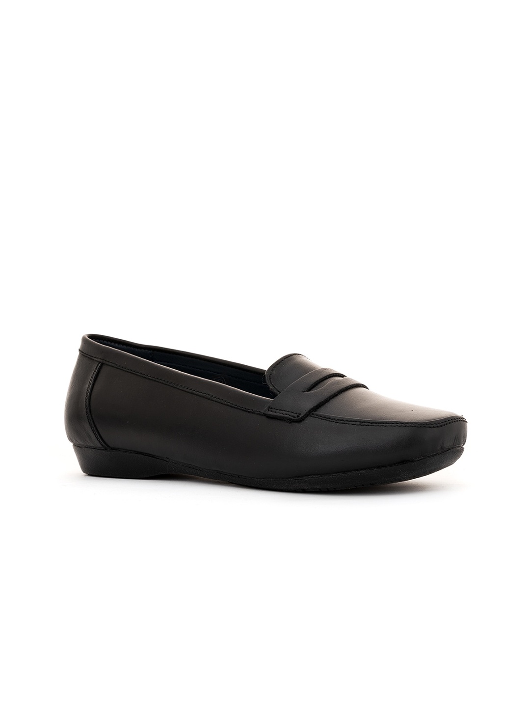 

Khadims Women Black Leather Loafers