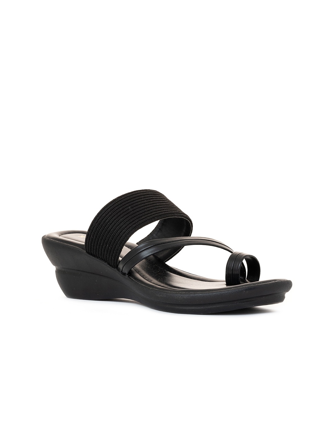 

Khadims Black Wedge Sandals