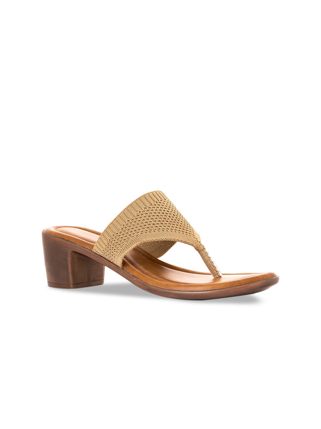 

Khadims Beige Textured Block Sandals with Laser Cuts