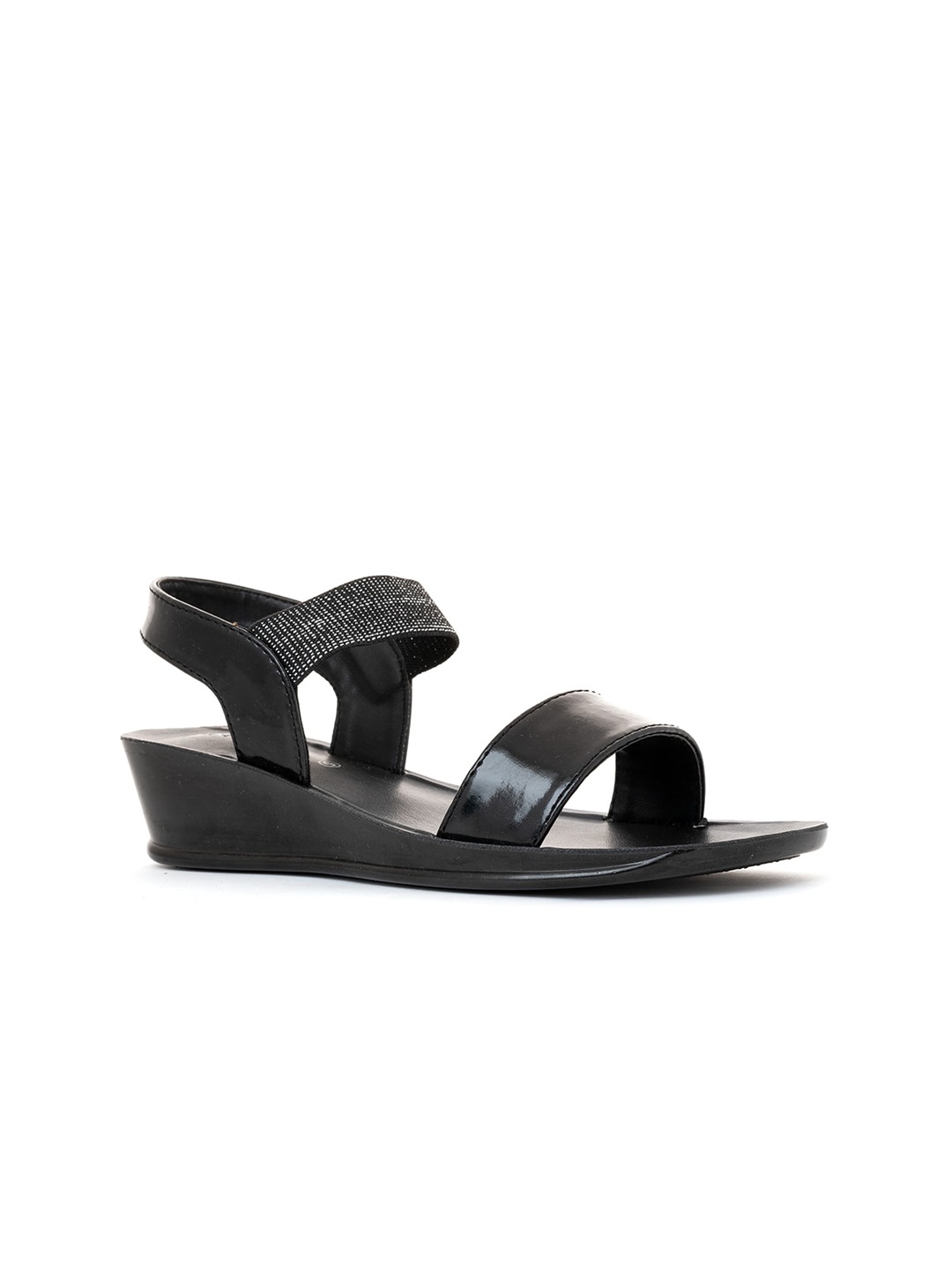 

Khadims Black Embellished Flatform Sandals