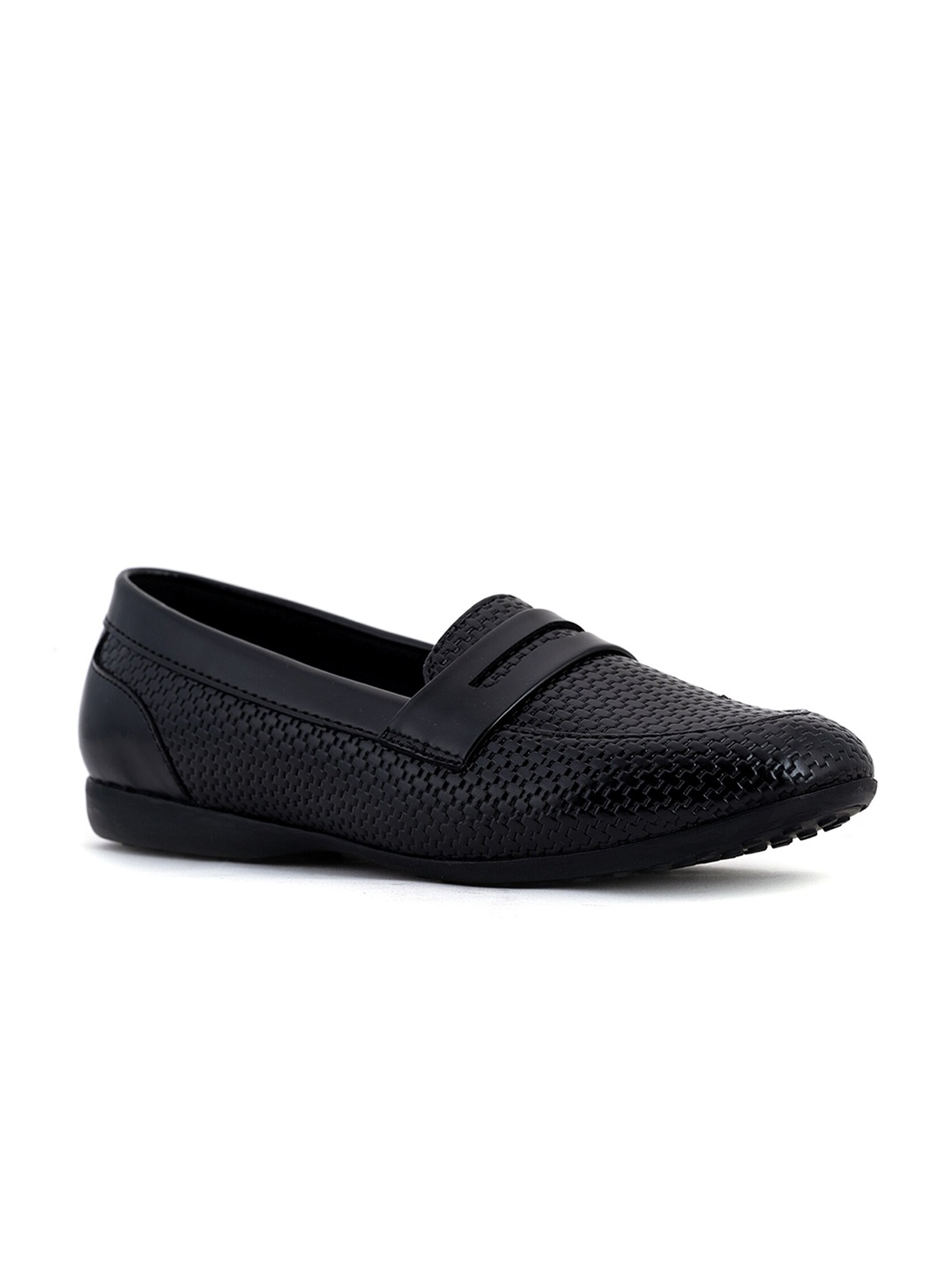 

Khadims Women Black Textured Loafers